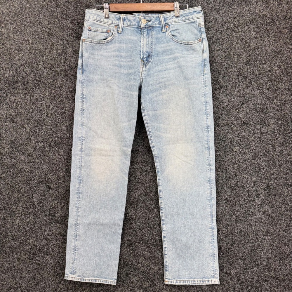 American Eagle Mens Original Straight Flex Jeans Light Wash 32x30 Blue Denim